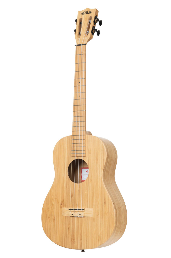A Bamboo Baritone Ukulele shown at a left angle