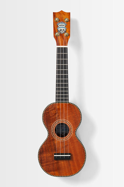 Pan Pacific Deluxe All Solid Koa Top Mahogany Figure 8 Soprano Ukulele with Bag