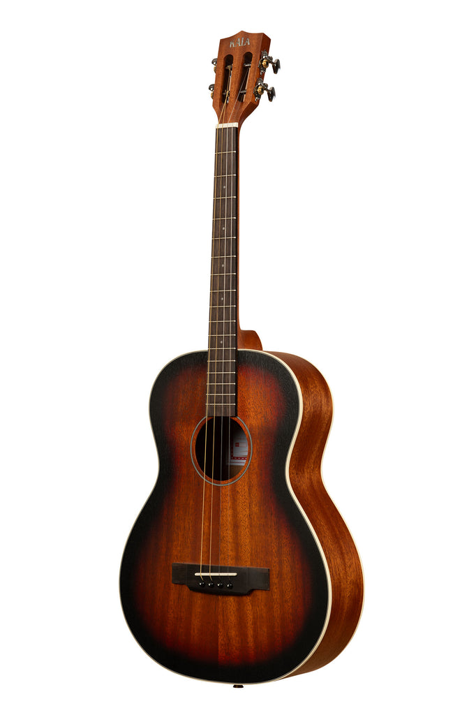 A Solid Mahogany Top Sunburst Tenor Guitar shown at a left angle