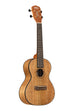 A All Solid Curly Mango Metropolitan™ Concert Ukulele shown at a right angle