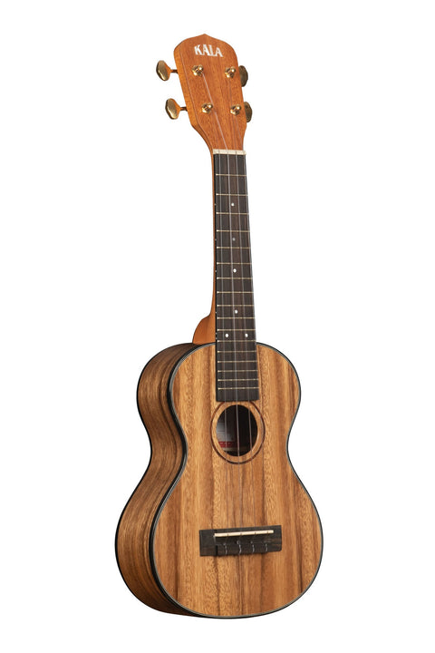A All Solid Trembesi Metropolitan™ Soprano Ukulele shown at a right angle