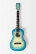 All Solid Blue Flame Maple Waterfall Baritone Ukulele w/ Bag