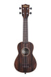 A Striped Ebony Soprano Ukulele shown at a front angle