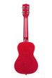 A Ritzy Red Sparkle Concert Ukulele shown at a back angle