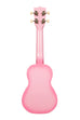 A Pink Burst Soprano Dolphin Ukulele shown at a back angle