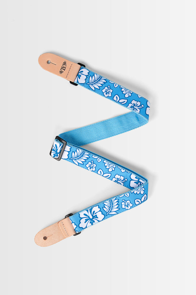 Hibiscus Print Ukulele Strap - Blue