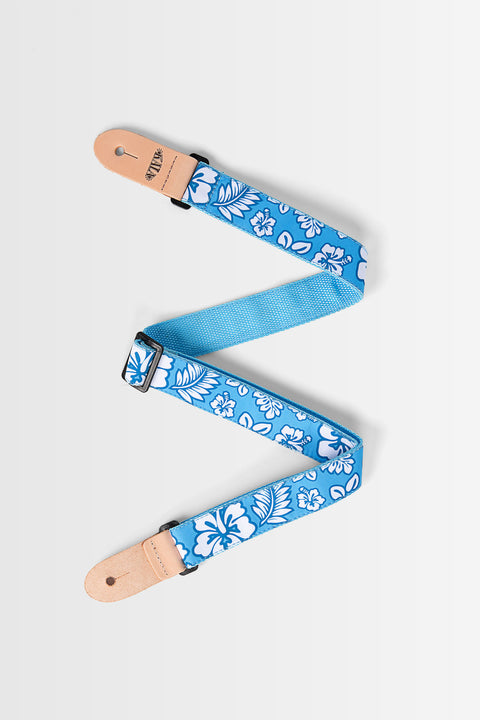 Hibiscus Print Ukulele Strap - Blue