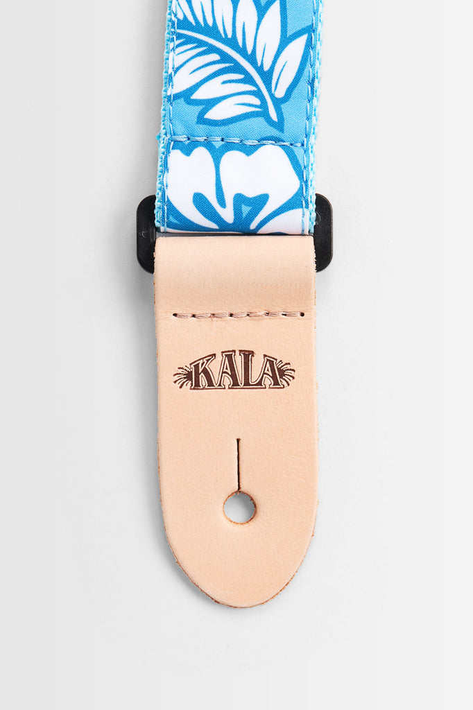 Hibiscus Print Ukulele Strap - Blue