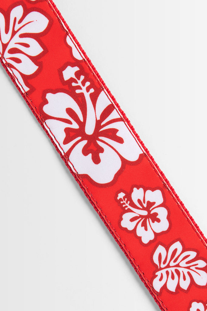 Hibiscus Print Ukulele Strap - Red