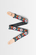Vintage Hibiscus Print Ukulele Strap - Black