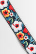 Vintage Hibiscus Print Ukulele Strap - Black