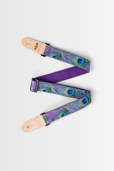 Peacock Print Ukulele Strap - Purple