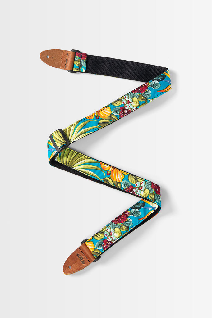 Hibiscus Teal USA Made Ukulele Strap