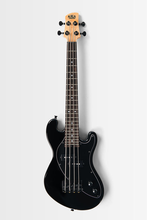 Solid Body 4-String Jet Black Fretted U•BASS® — Black Pickguard