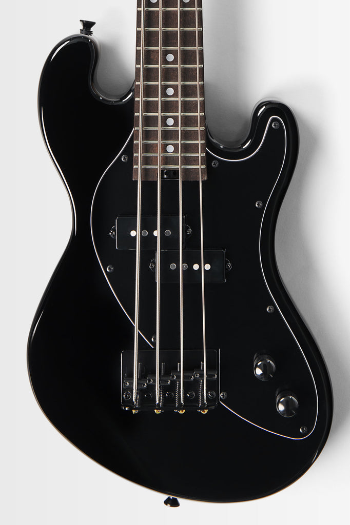 Solid Body 4-String Jet Black Fretted U•BASS® — Black Pickguard