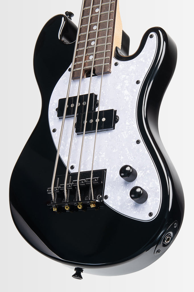 Solid Body 4-String Jet Black Fretted U•BASS® — Pearloid Pickguard
