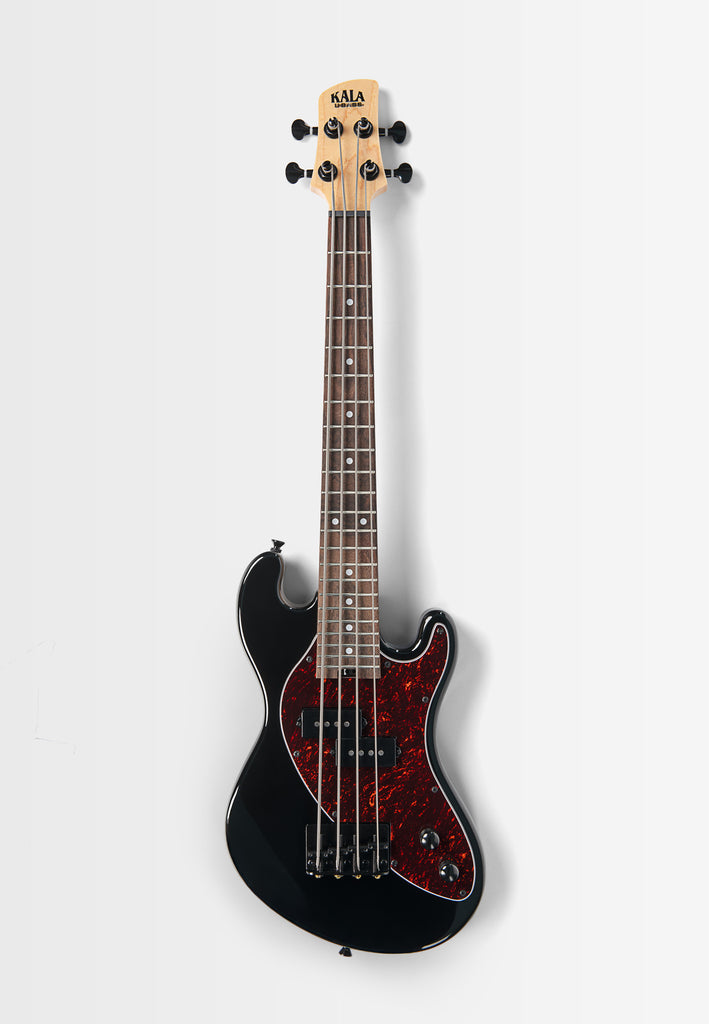 Solid Body 4-String Jet Black Fretted U•BASS® — Tortoiseshell Pickguard