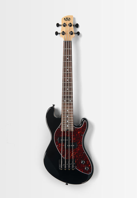 Solid Body 4-String Jet Black Fretted U•BASS® — Tortoiseshell Pickguard
