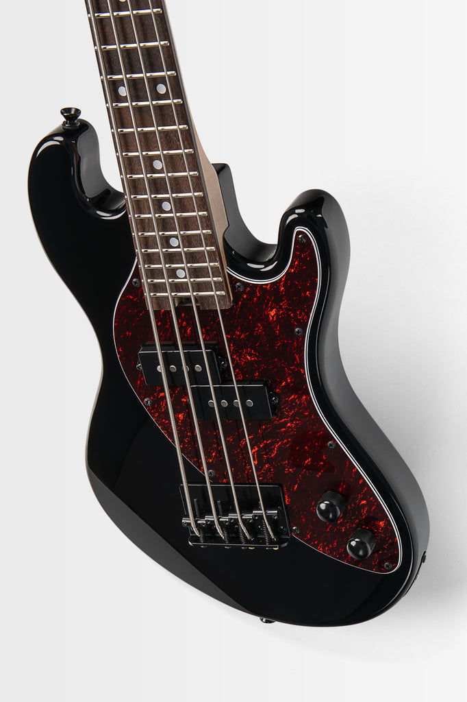 Solid Body 4-String Jet Black Fretted U•BASS® — Tortoiseshell Pickguard