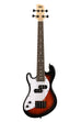 A Solid Body 4-String Sunburst Fretted U•BASS® Left Handed shown at a front angle