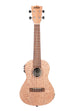 A Burled Meranti Concert Ukulele w/ EQ shown at a front angle