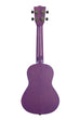 A Royal Purple Watercolor Meranti Concert Ukulele shown at a back angle