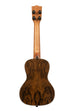 A Premier Exotic Bocote Concert Ukulele shown at a back angle