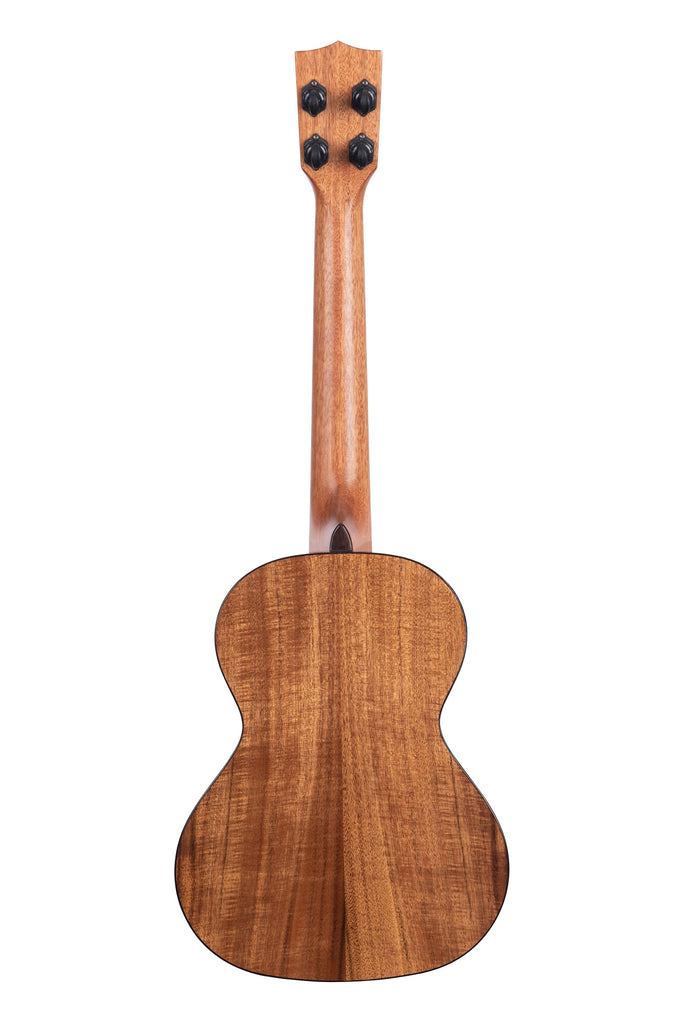 A Gloss Solid Cedar Top Acacia Tenor Ukulele shown at a back angle