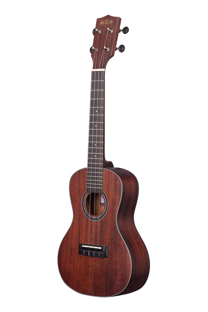 A All Solid Satin Mahogany Concert Ukulele shown at a left angle