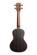 A Solid Spruce Top Striped Ebony Concert Ukulele shown at a back angle