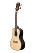 A Solid Spruce Top Striped Ebony Concert Ukulele shown at a left angle