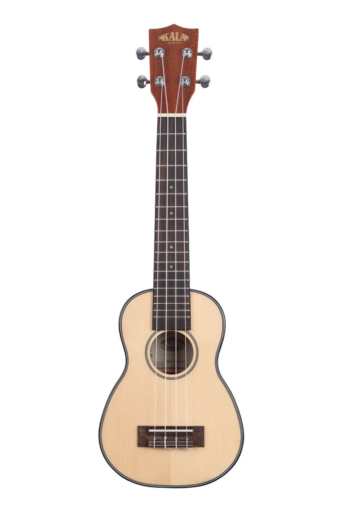 A Solid Spruce Top Mahogany Long Neck Soprano Ukulele shown at a front angle