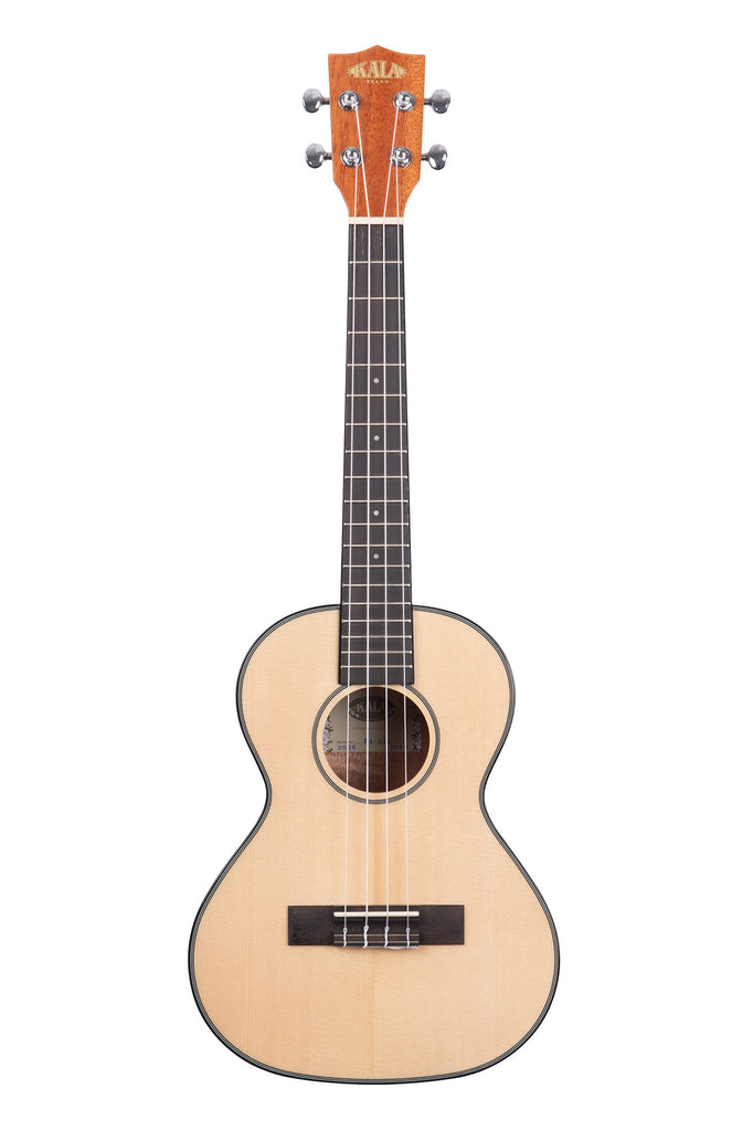 A Solid Spruce Top Mahogany Tenor Ukulele shown at a front angle