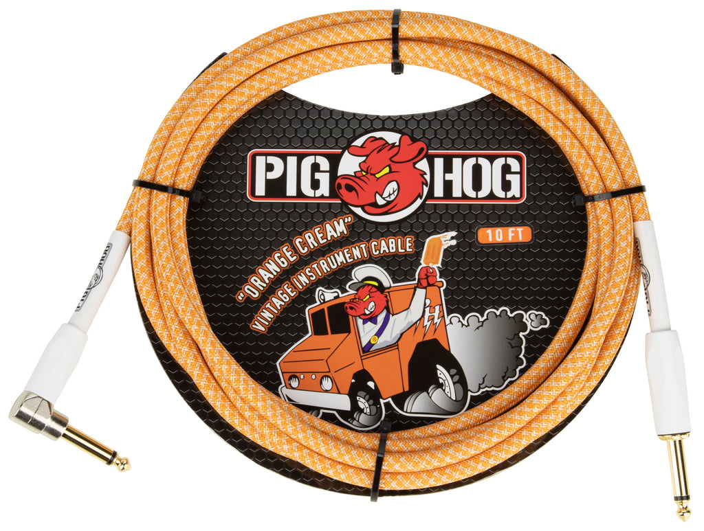 Pighog Instrument Cable, Orange Creme, 10 Ft